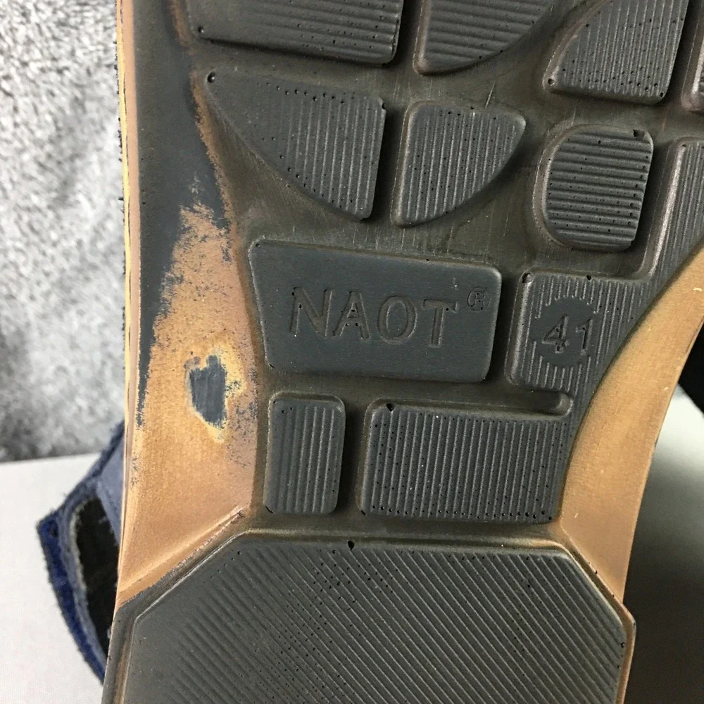 Naot Amadora Women Sandals 41 10-10.5 Blue Leather Laser Cut Straps Shoes